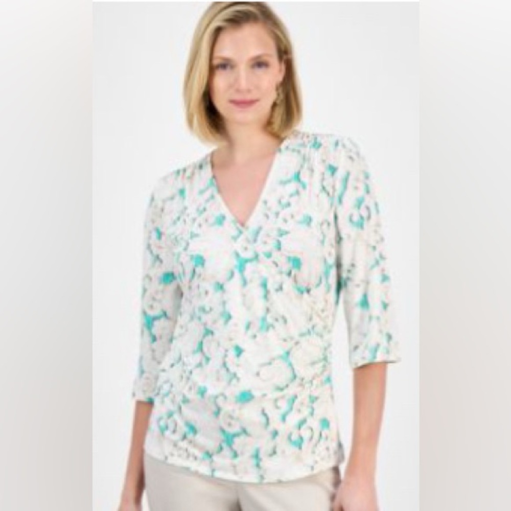 JM Collection, Woman’s Faux-Wrap Knit Top